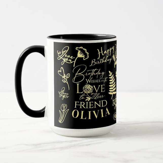 Modern Stylish Name Calligraphy Friend Birthday Mug (Left)