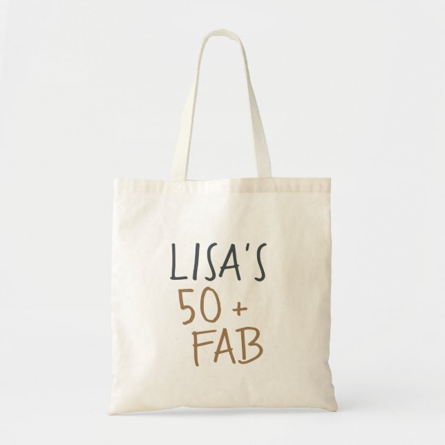 Modern Stylish Name Gold 50 Fabulous Birthday Tote Bag (Front)