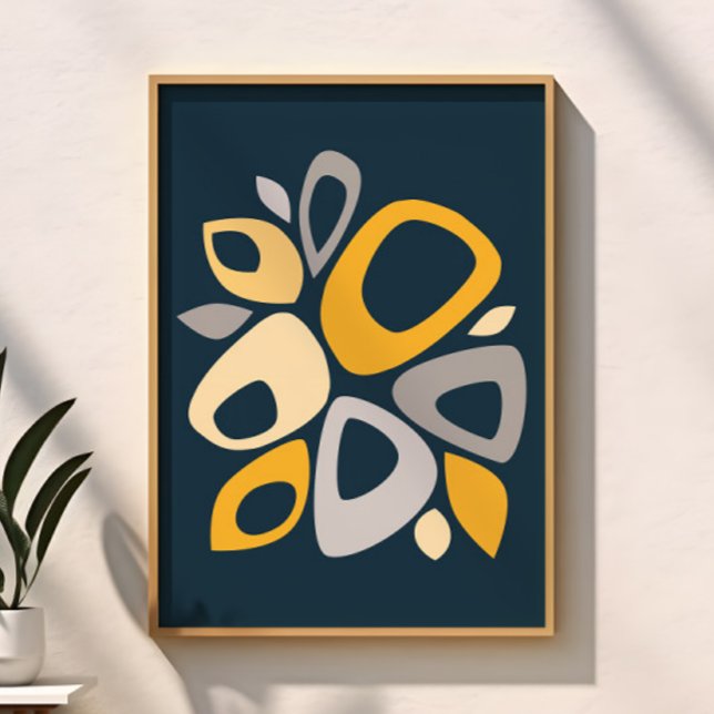 Modern Stylish Navy Blue Mustard Abstract Poster (Creator Uploaded)