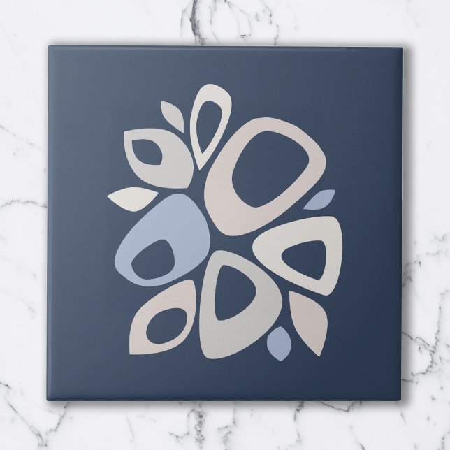 Modern Stylish Navy Ice Blue Grey Abstract Ceramic Tile (Creator Uploaded)