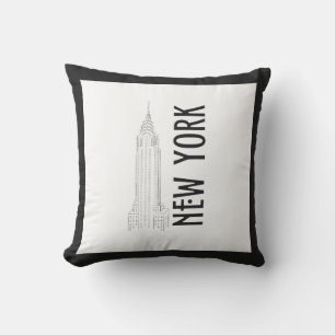 Modern Stylish New York Sity Black White Cushion