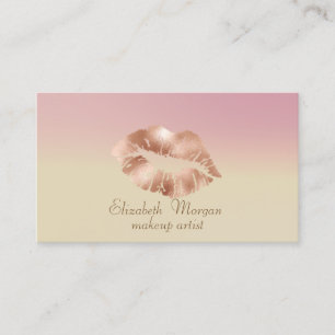 Modern Stylish Ombre Rose Gold Lips Business Card