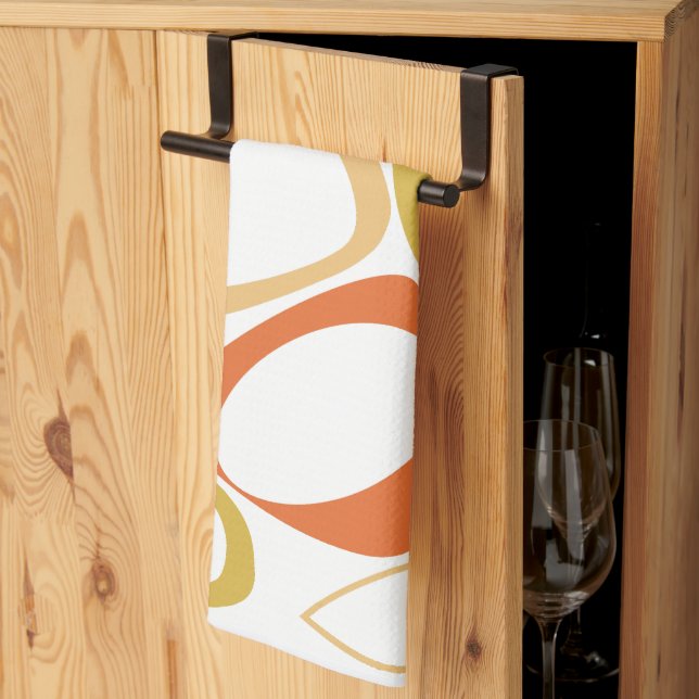 Modern Stylish Orange Yellow Abstract Pattern Tea Towel (Thirds Fold)