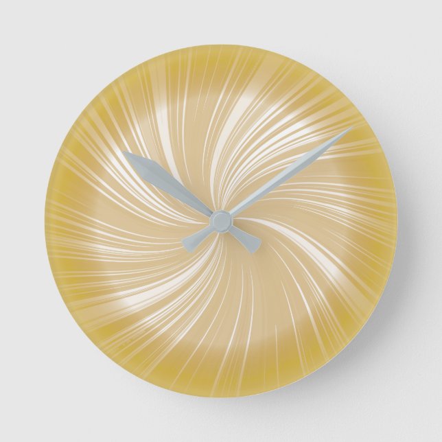 Modern Stylish Orange Yellow Radiant Twirl Pattern Round Clock (Front)