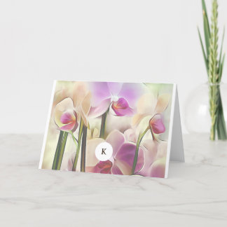 Modern Stylish Orchids | Add Your Initial Note Card