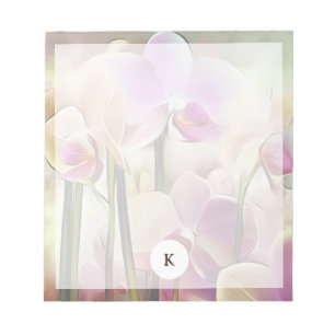 Modern Stylish Orchids Add Your Initial Notepad