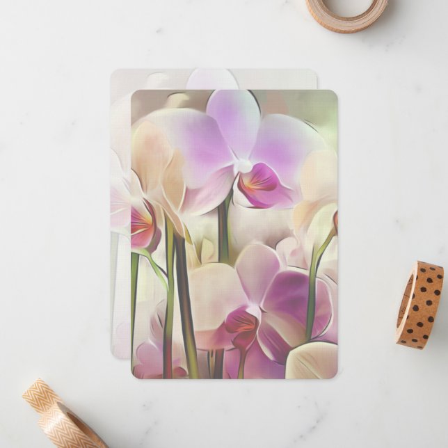 Modern Stylish Orchids | Add Your Name Card (Front/Back In Situ)
