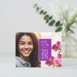 Modern Stylish Orchids Graduation Invitation Postcard