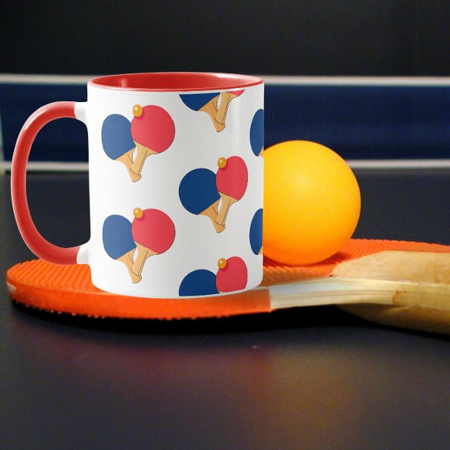 Modern Stylish Paddle,Ball White Background Mug (ping pong mug)