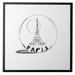 Modern Stylish Paris Sity Black White Ceramic Tile