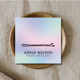 Modern Stylish Pastel Hair Pin Salon Square Business Card