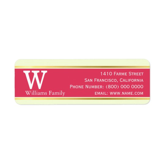 modern & stylish, pastel red, monogrammed return address label
