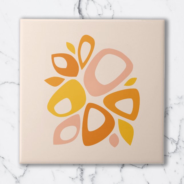 Modern Stylish Peach Marigold Yellow Abstract Ceramic Tile (Creator Uploaded)