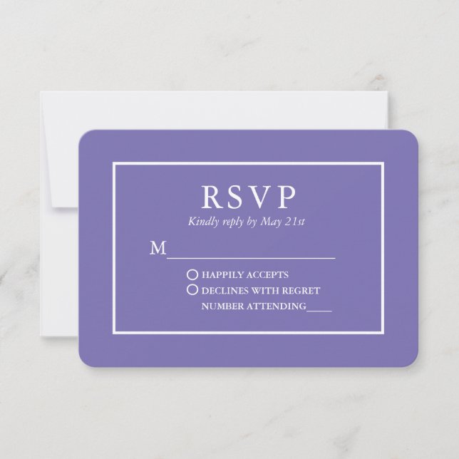 Modern Stylish Periwinkle Wedding RSVP Card (Front)
