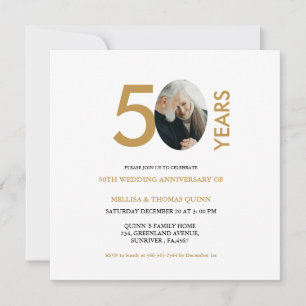 Modern stylish photo 50TH Wedding anniversary  Invitation