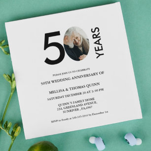 Modern stylish photo 50TH Wedding anniversary Invitation