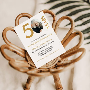 Modern stylish photo 50TH Wedding anniversary Invitation