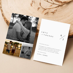 Modern Stylish Photo Collage Wedding Thank You Card