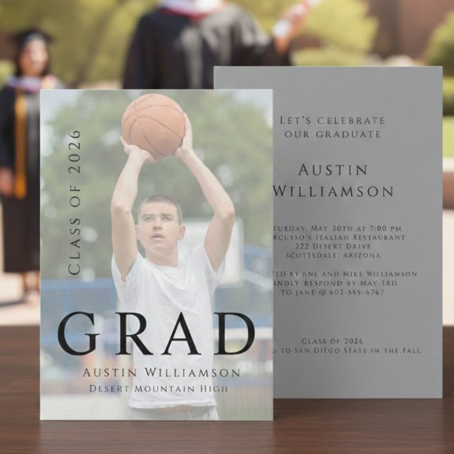 Modern Stylish Photo Graduation Invitation (Creator Uploaded)