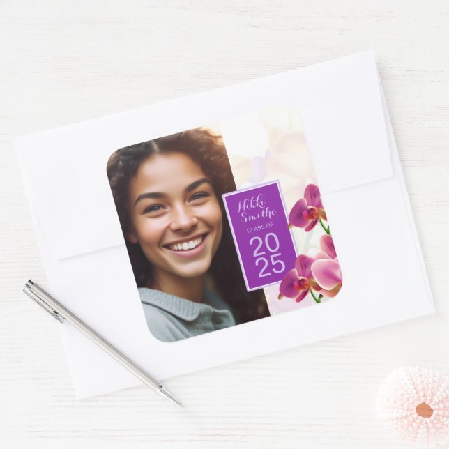 Modern Stylish Photo Graduation Stickers (Envelope)