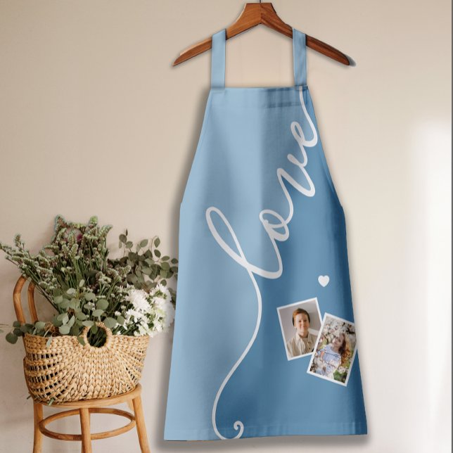 Modern Stylish Photo Script Mother's Day Blue Apron (Creator Uploaded)