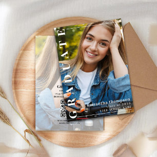 Modern Stylish Photo Typography Graduation Invitation