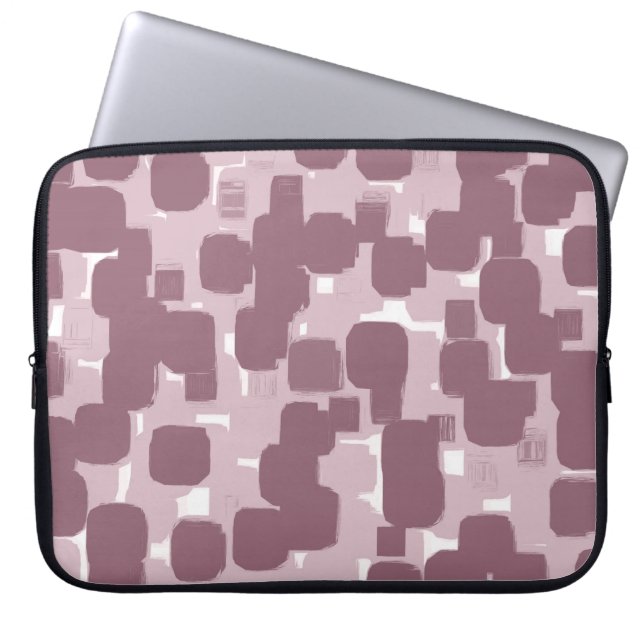 Modern Stylish Pink Abstract Pattern Laptop Sleeve (Front)