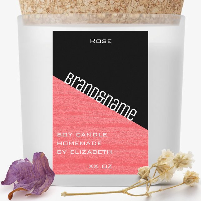 Modern Stylish Pink Black Two Colours Candles & Food Label (Creator Uploaded)