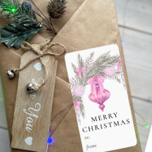 Modern Stylish Pink Bow Watercolor Christmas