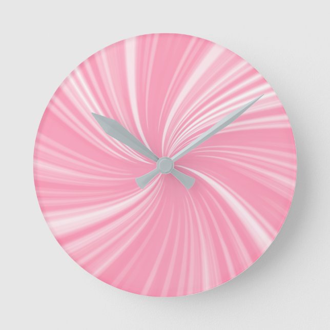Modern Stylish Pink Pattern Round Clock (Front)