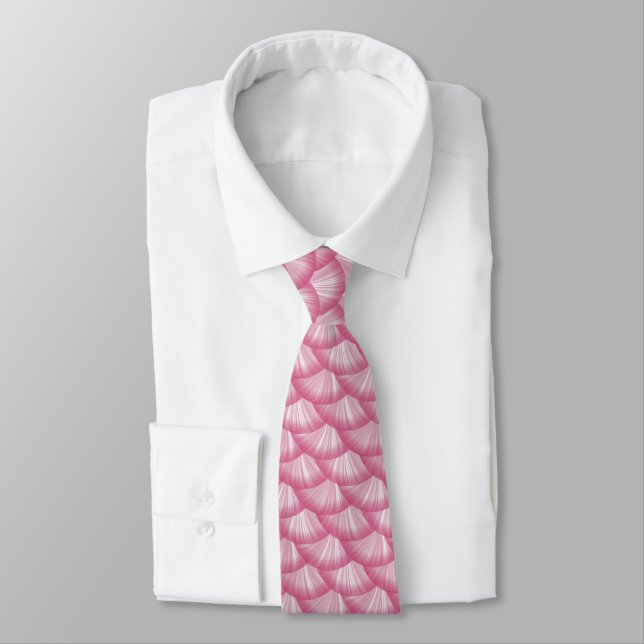 Modern Stylish Pink Shell Pattern Tie (Tied)