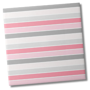 Modern Stylish Pink Stripe Pattern Ceramic Tile