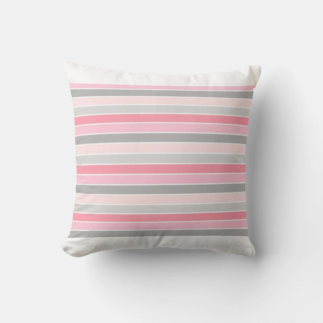 Modern Stylish Pink Stripe Pattern Cushion (Front)