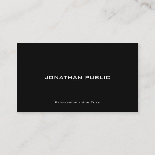 Modern Stylish Plain Professional Black And White Business Card (Front)