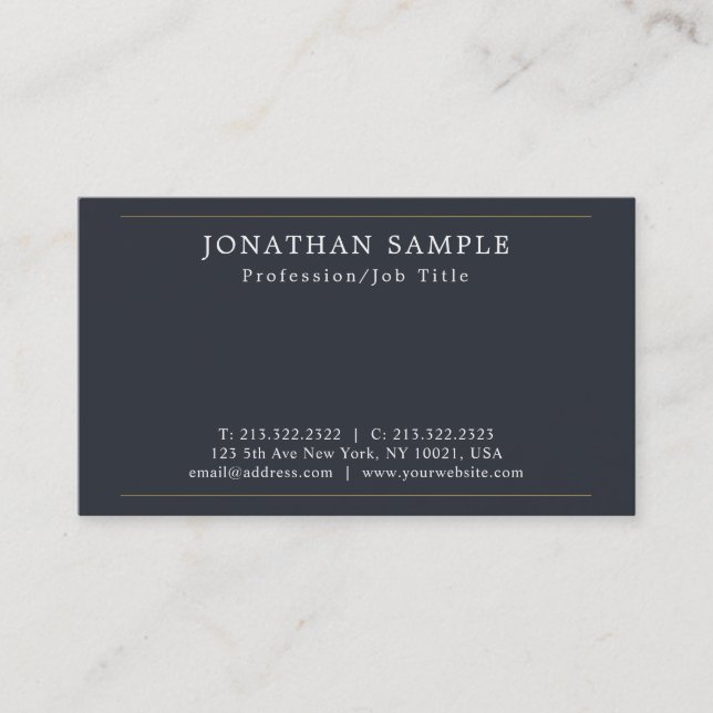 Modern Stylish Plain Sleek Design Professional Business Card (Front)