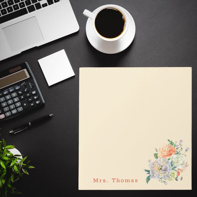Modern Stylish Pretty Floral Teacher Appreciation Notepad (Creator Uploaded)