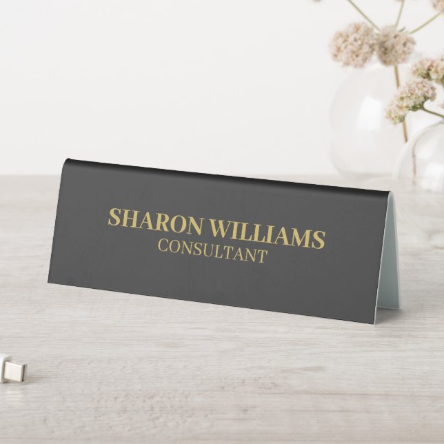 Modern Stylish Professional Grey Gold Minimalist (In SItu (Table))
