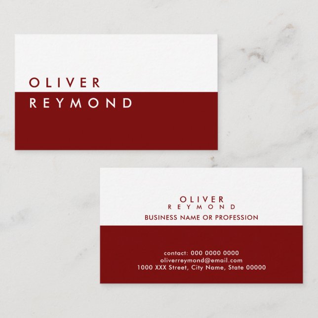 Modern & Stylish professional half-dark-red Business Card (Front/Back)