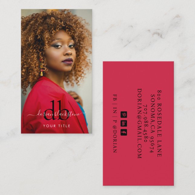 Modern Stylish Professional Photo Business Card (Front/Back)