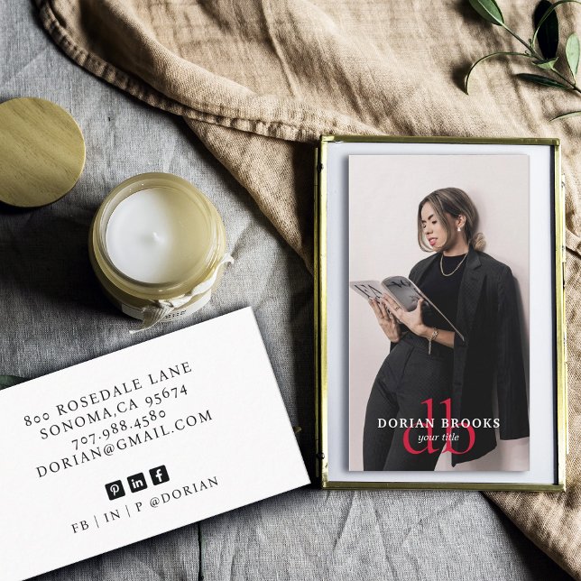 Modern Stylish Professional Photo Monogrammed Business Card (Creator Uploaded)
