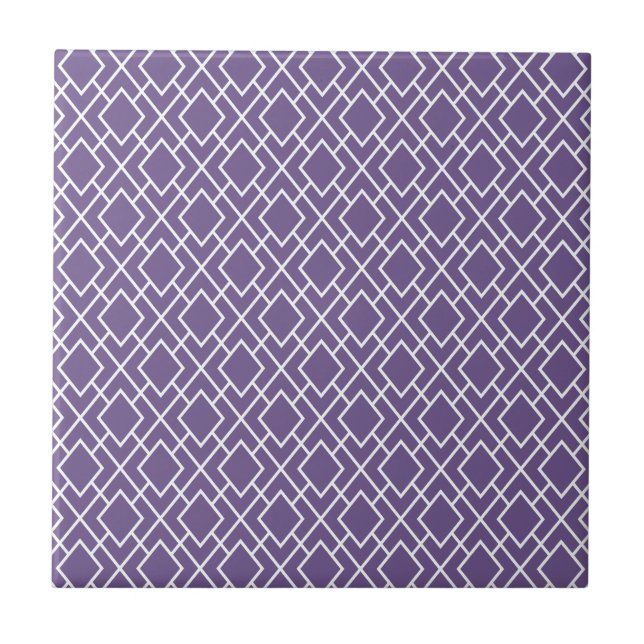 Modern Stylish Purple Diamond Pattern Ceramic Tile (Front)