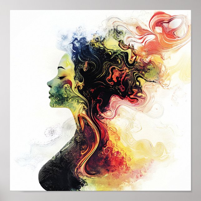 Modern Stylish Rainbow Abstract Beautiful Woman  Poster (Front)
