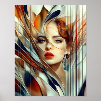 Modern Stylish Rainbow Abstract Beautiful Woman  Poster