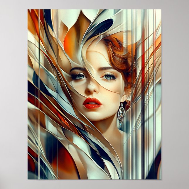 Modern Stylish Rainbow Abstract Beautiful Woman  Poster (Front)
