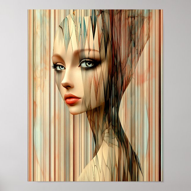 Modern Stylish Rainbow Abstract Beautiful Woman Poster (Front)