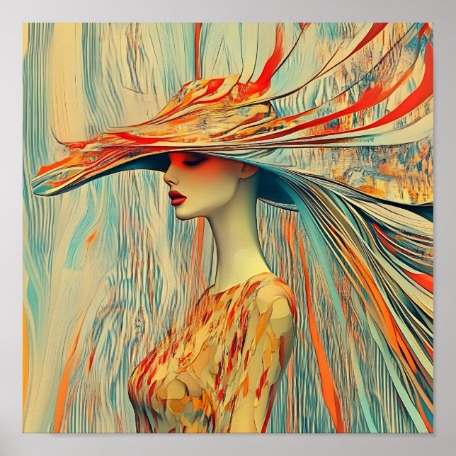 Modern Stylish Rainbow Abstract Beautiful Woman  Poster (Front)