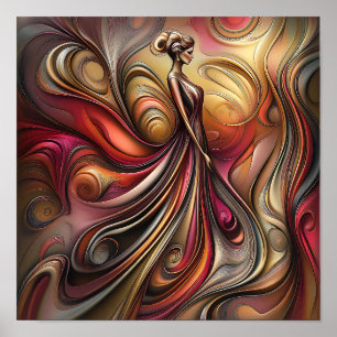 Modern Stylish Rainbow Abstract Beautiful Woman Poster
