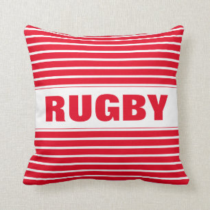 Modern Stylish  Red And White Striped Rugby Cushion