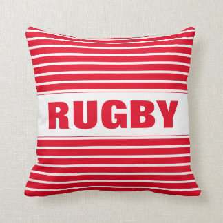 Modern Stylish  Red And White Striped Rugby Cushion