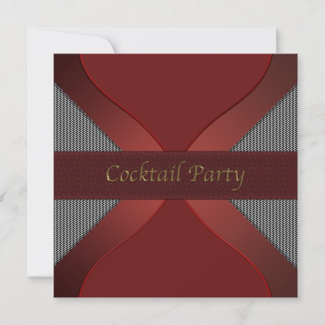 Modern Stylish Red & Black Cocktail Party Invitati Invitation (Front)